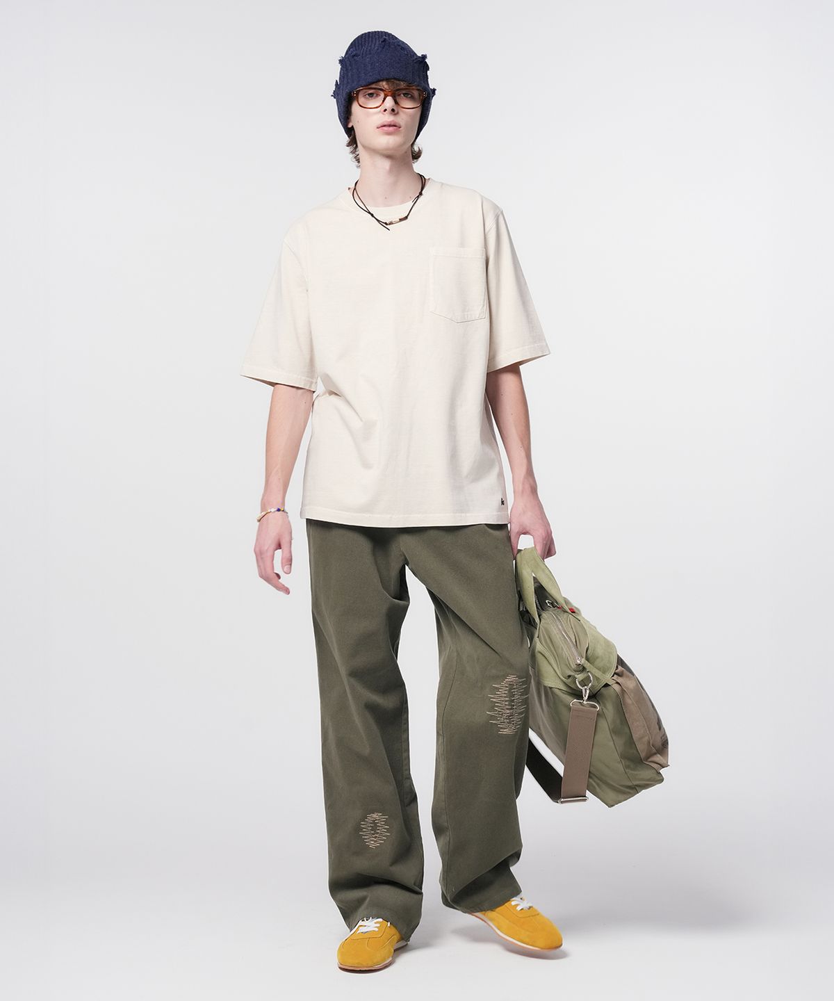 홍우성(HONGWOOSUNG) Pigment Pocket Logo T-Shirts_Cream