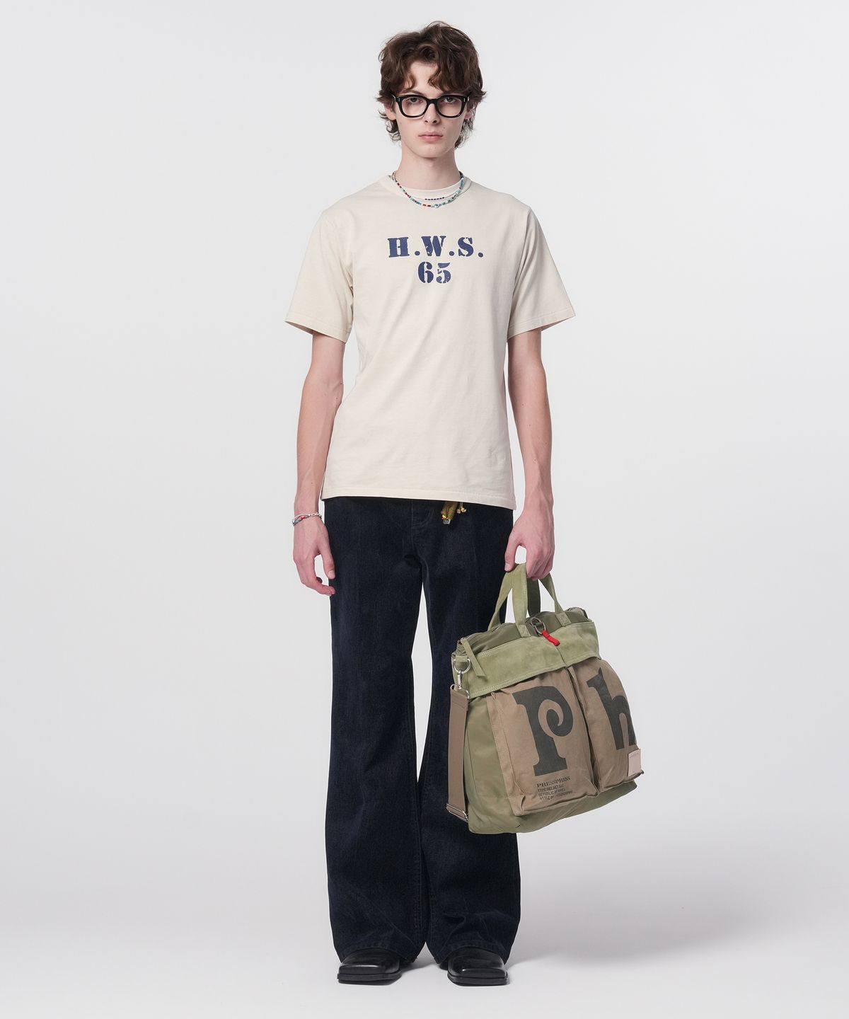 홍우성(HONGWOOSUNG) Pigment 65 Logo T-Shirts_Cream
