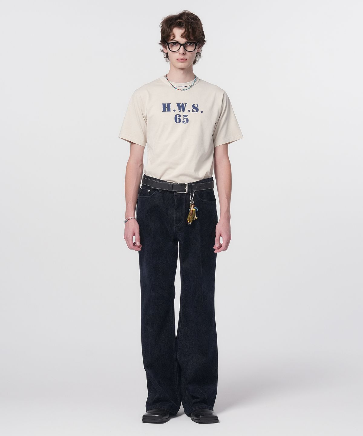 홍우성(HONGWOOSUNG) Pigment 65 Logo T-Shirts_Cream