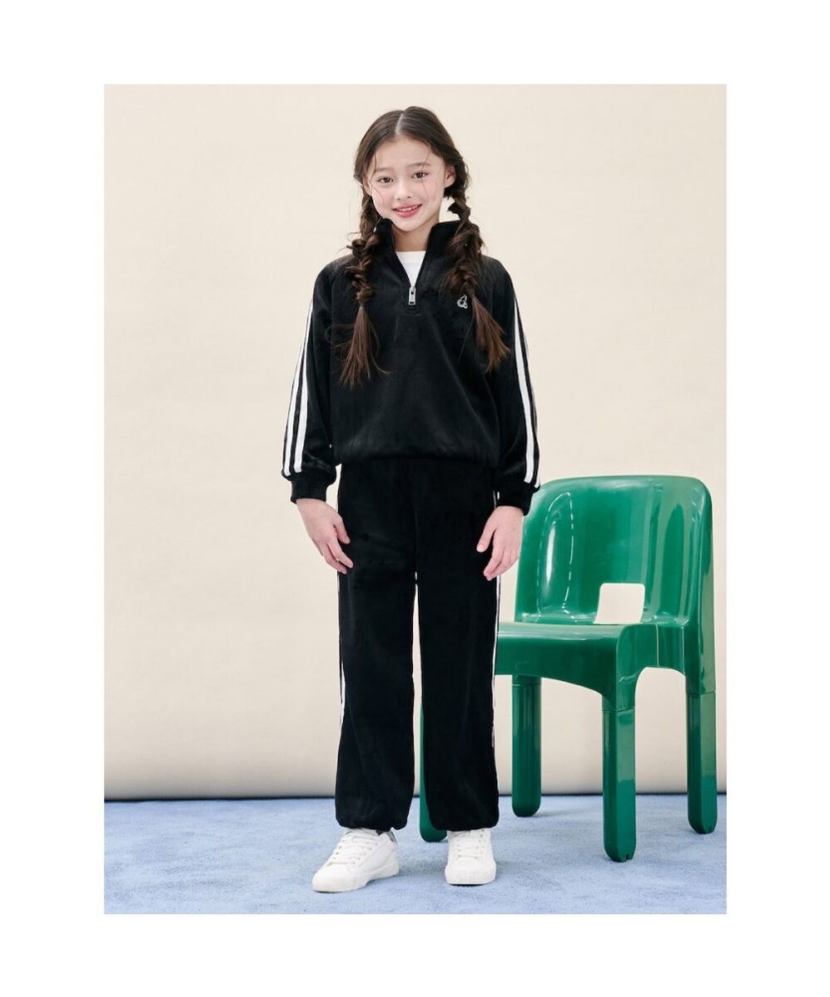 빈폴 키즈(BEANPOLE KIDS) 골벨로아 반집업 2PCS 상하 세트  블랙 (BI5Y41U035)