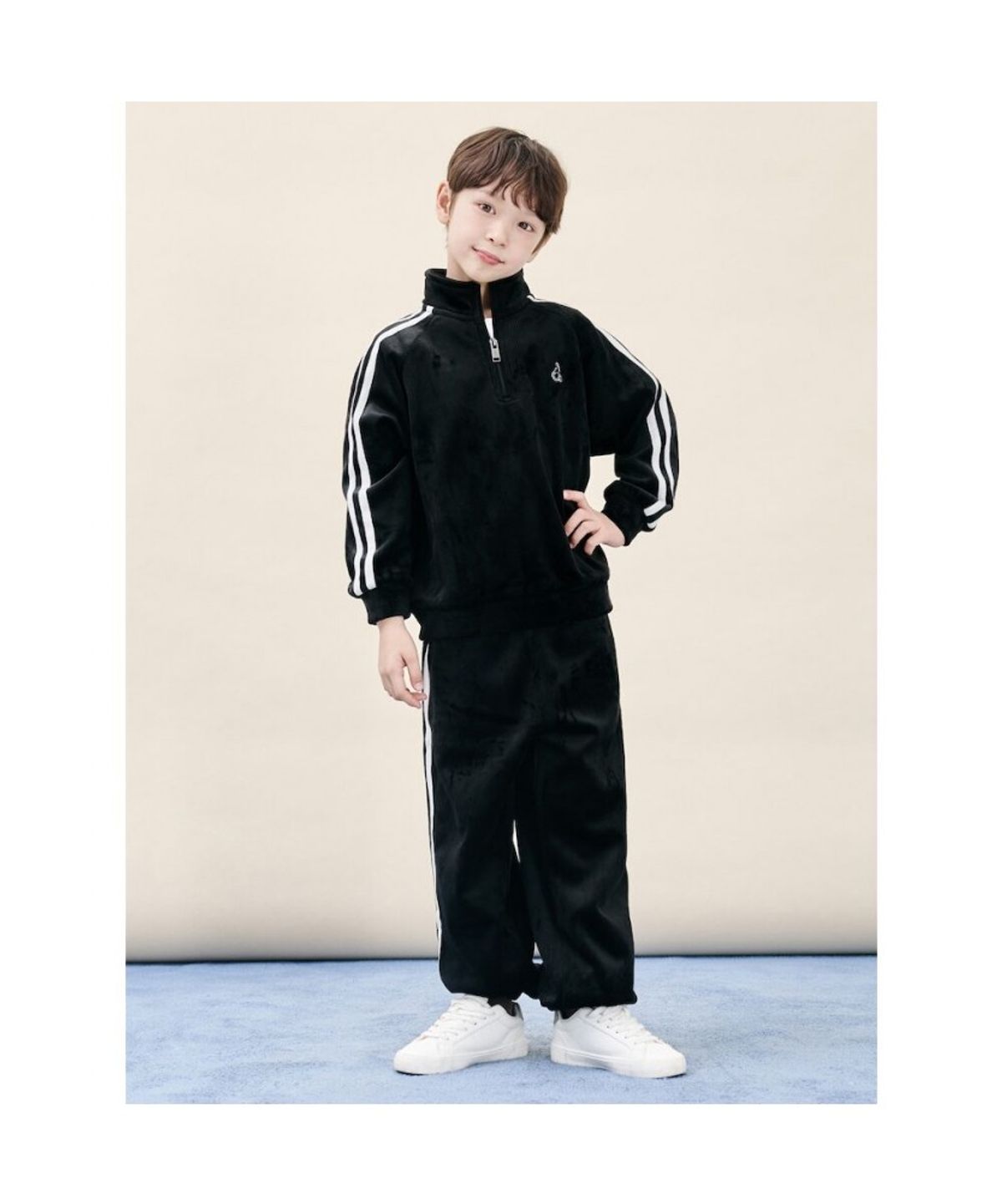 빈폴 키즈(BEANPOLE KIDS) 골벨로아 반집업 2PCS 상하 세트  블랙 (BI5Y41U035)