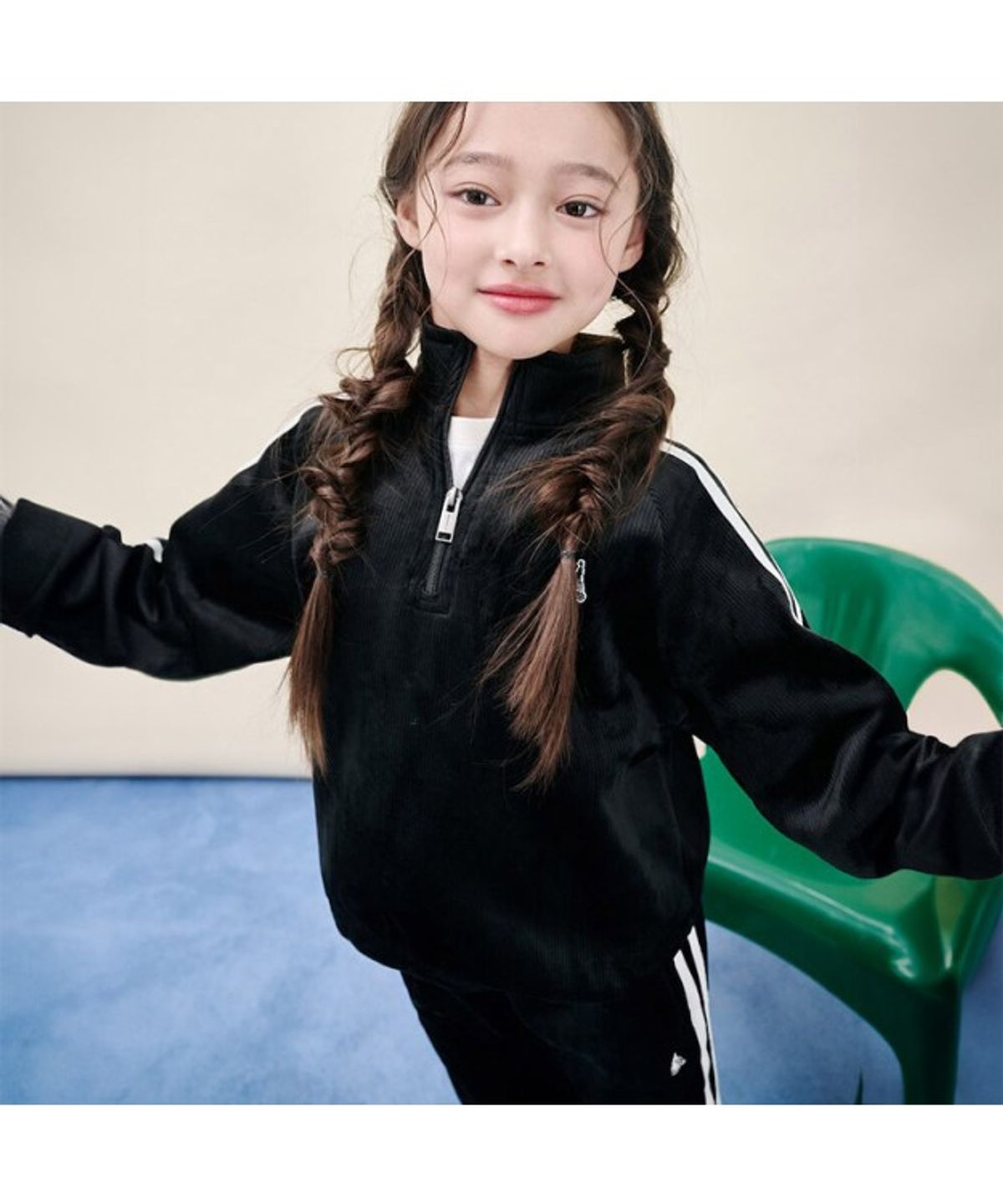 빈폴 키즈(BEANPOLE KIDS) 골벨로아 반집업 2PCS 상하 세트  블랙 (BI5Y41U035)