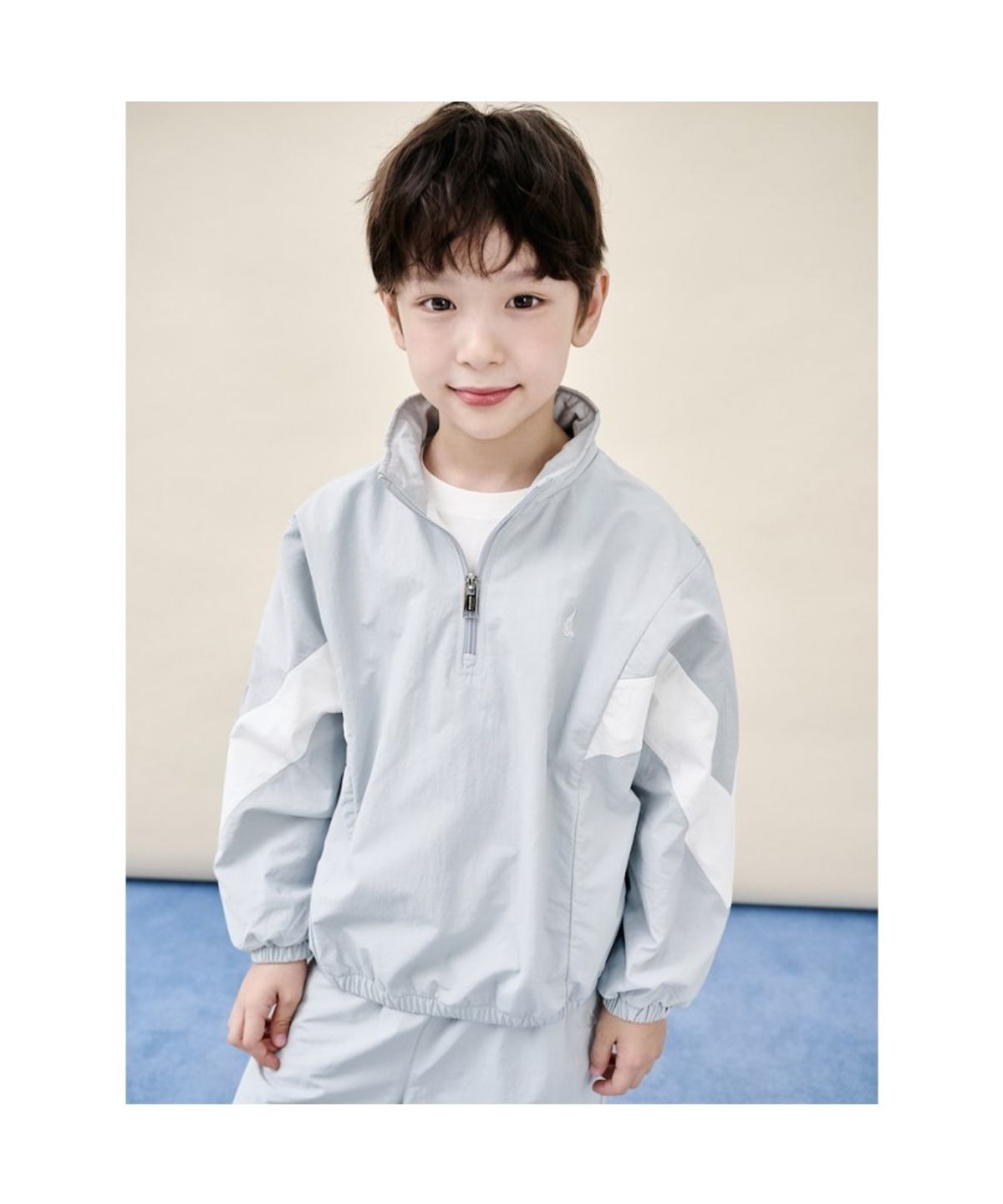 빈폴 키즈(BEANPOLE KIDS) 배색 반집업 플리스 안감 2PCS 상하 세트  라이트 그레이 (BI5Y41U042)