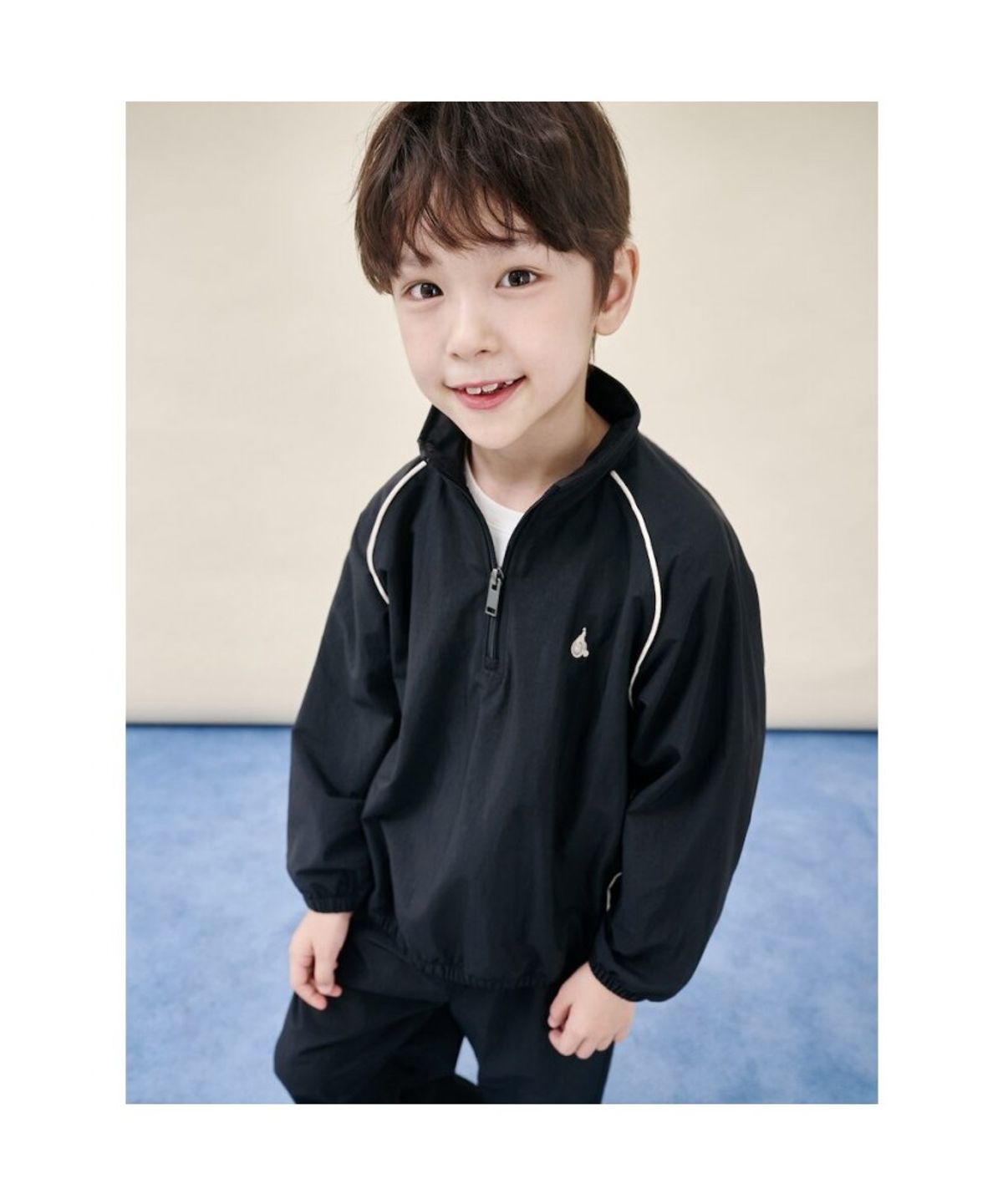 빈폴 키즈(BEANPOLE KIDS) 파이핑 반집업 플리스 안감 2PCS 상하 세트  블랙 (BI5Y41U055)