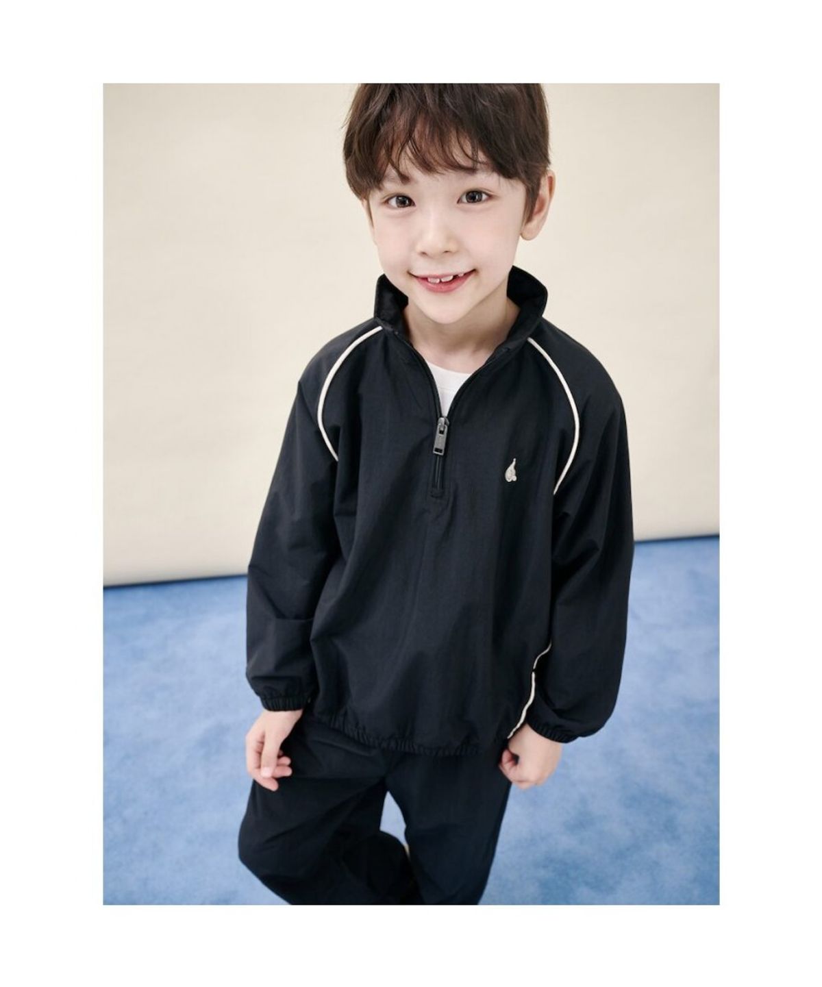 빈폴 키즈(BEANPOLE KIDS) 파이핑 반집업 플리스 안감 2PCS 상하 세트  블랙 (BI5Y41U055)