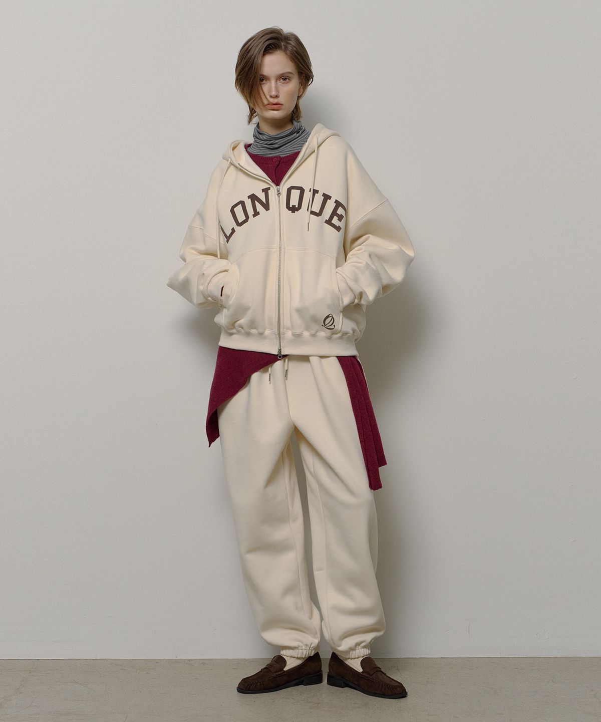 론크(LONQUE) SWEAT JOGGER PANTS (IVORY)
