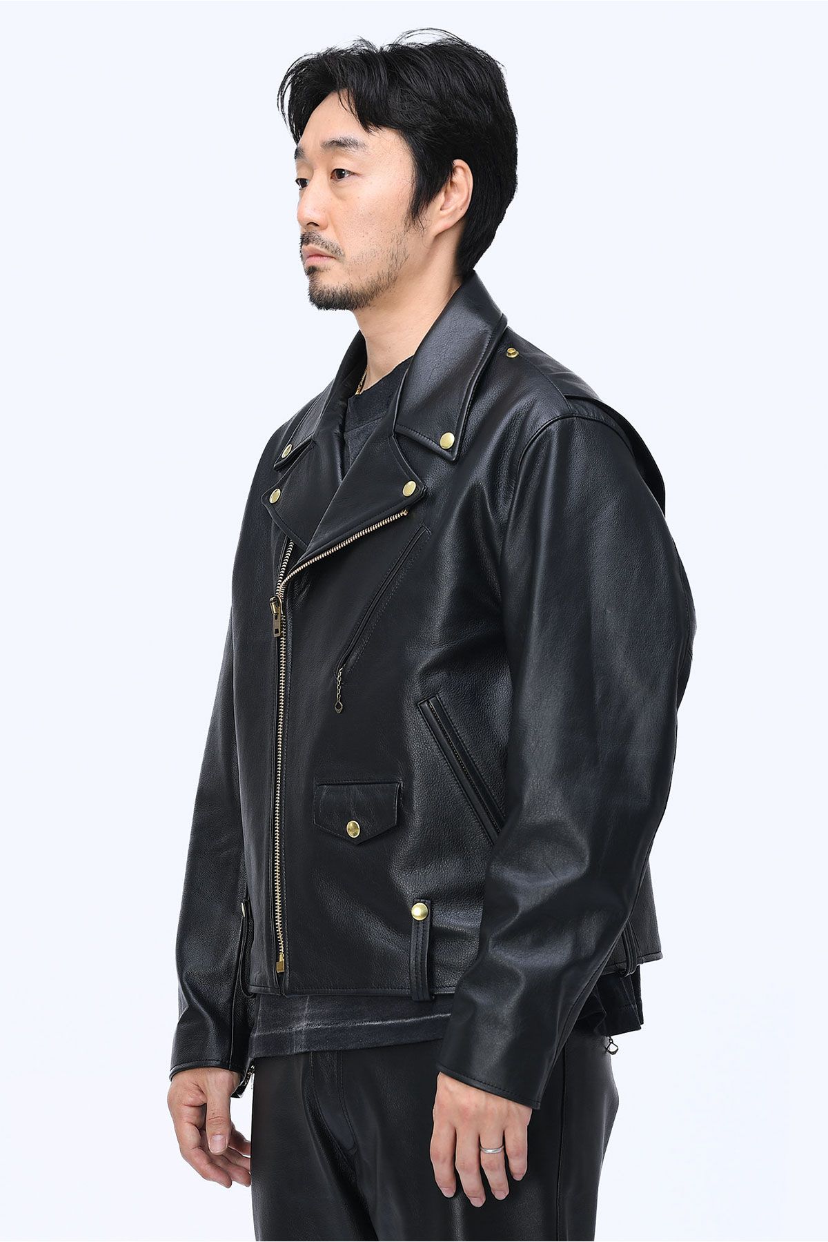 더 긱스(THE GEEKS) Double riders jacket - Black split leather