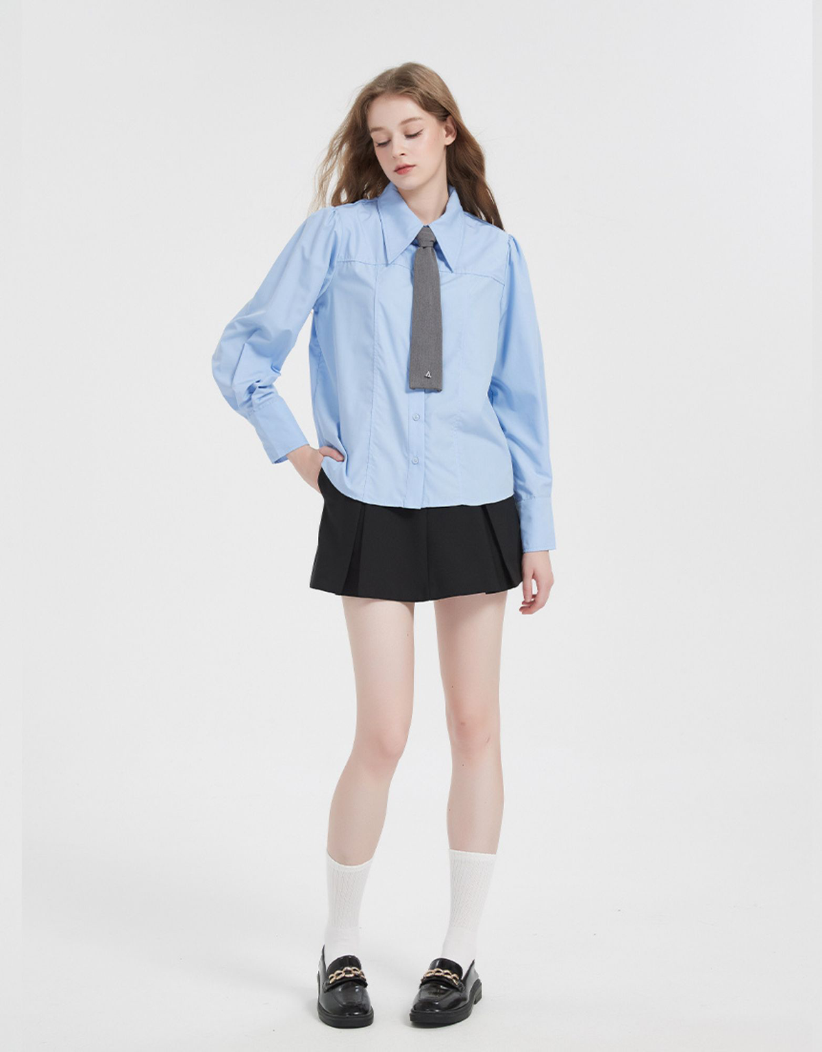 트위디아(TWEEDY-A) 베이직 옥스퍼드 타이 셔츠 블루