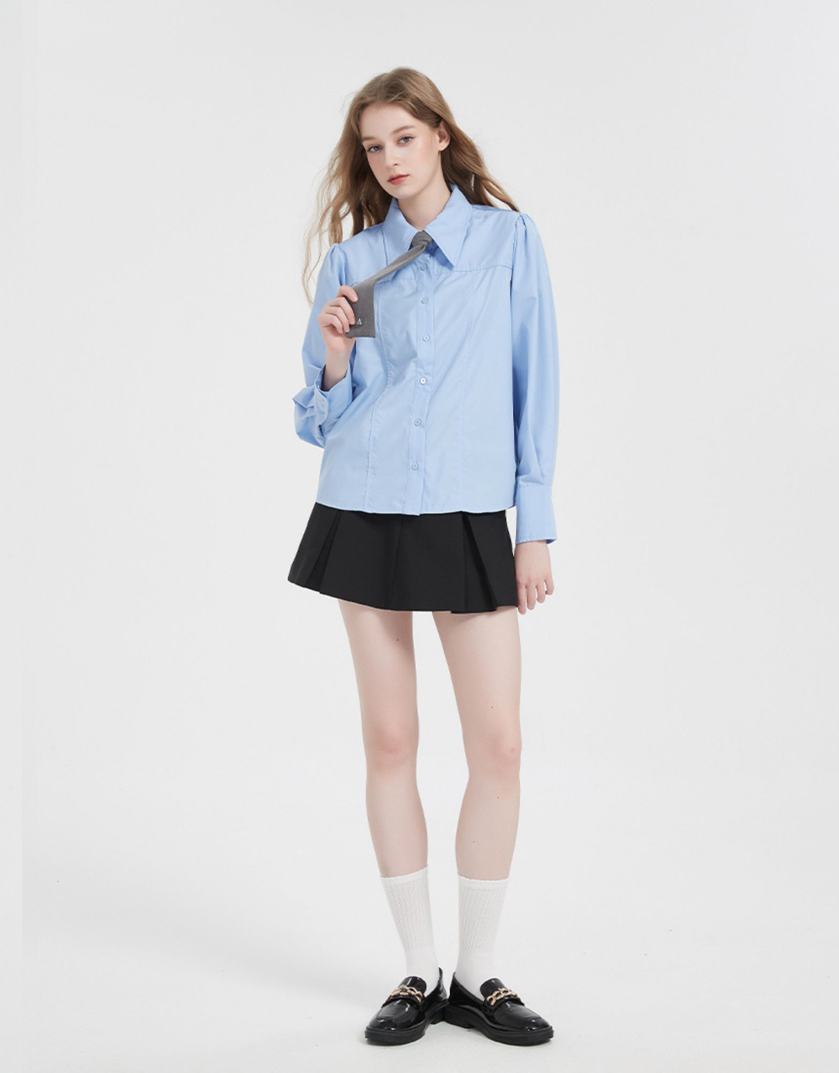 트위디아(TWEEDY-A) 베이직 옥스퍼드 타이 셔츠 블루