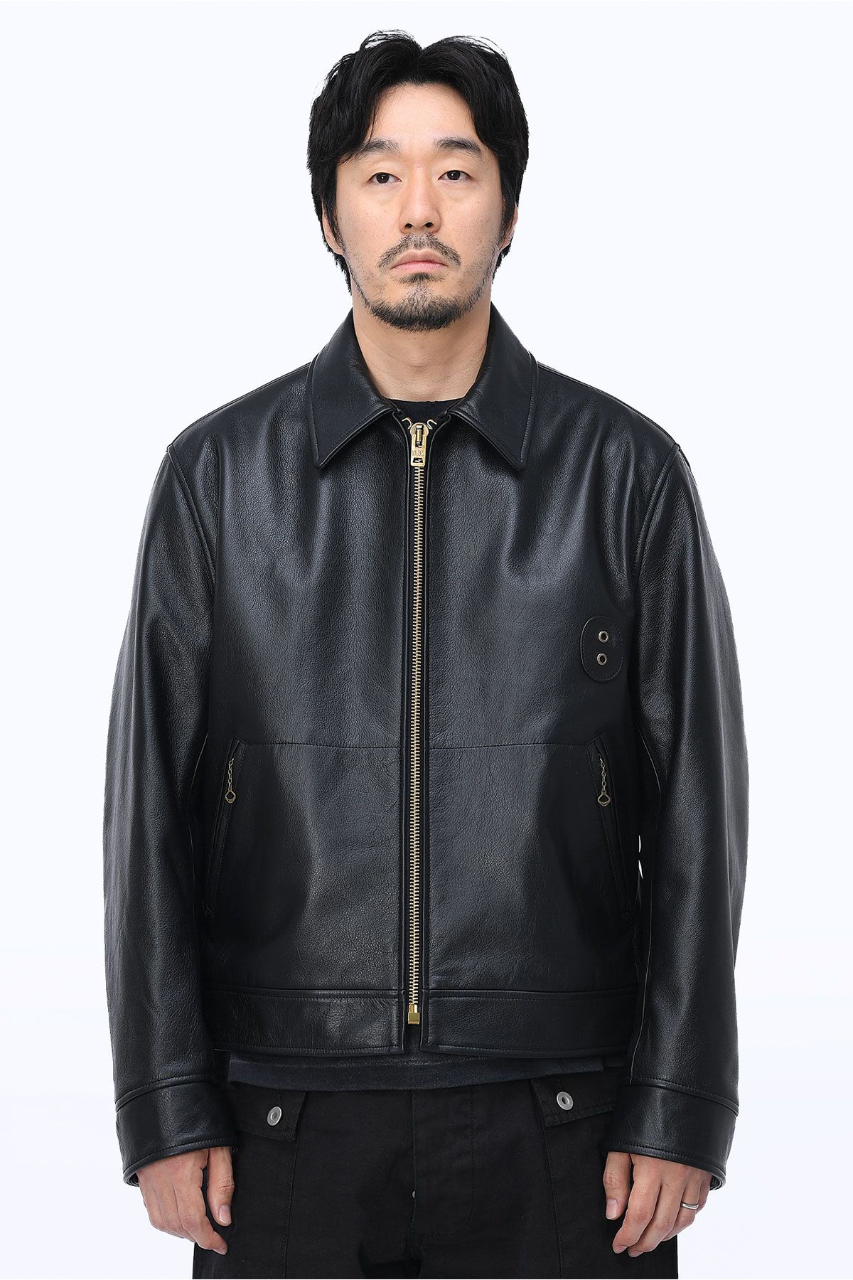 더 긱스(THE GEEKS) Police patrol jacket -  Black split leather