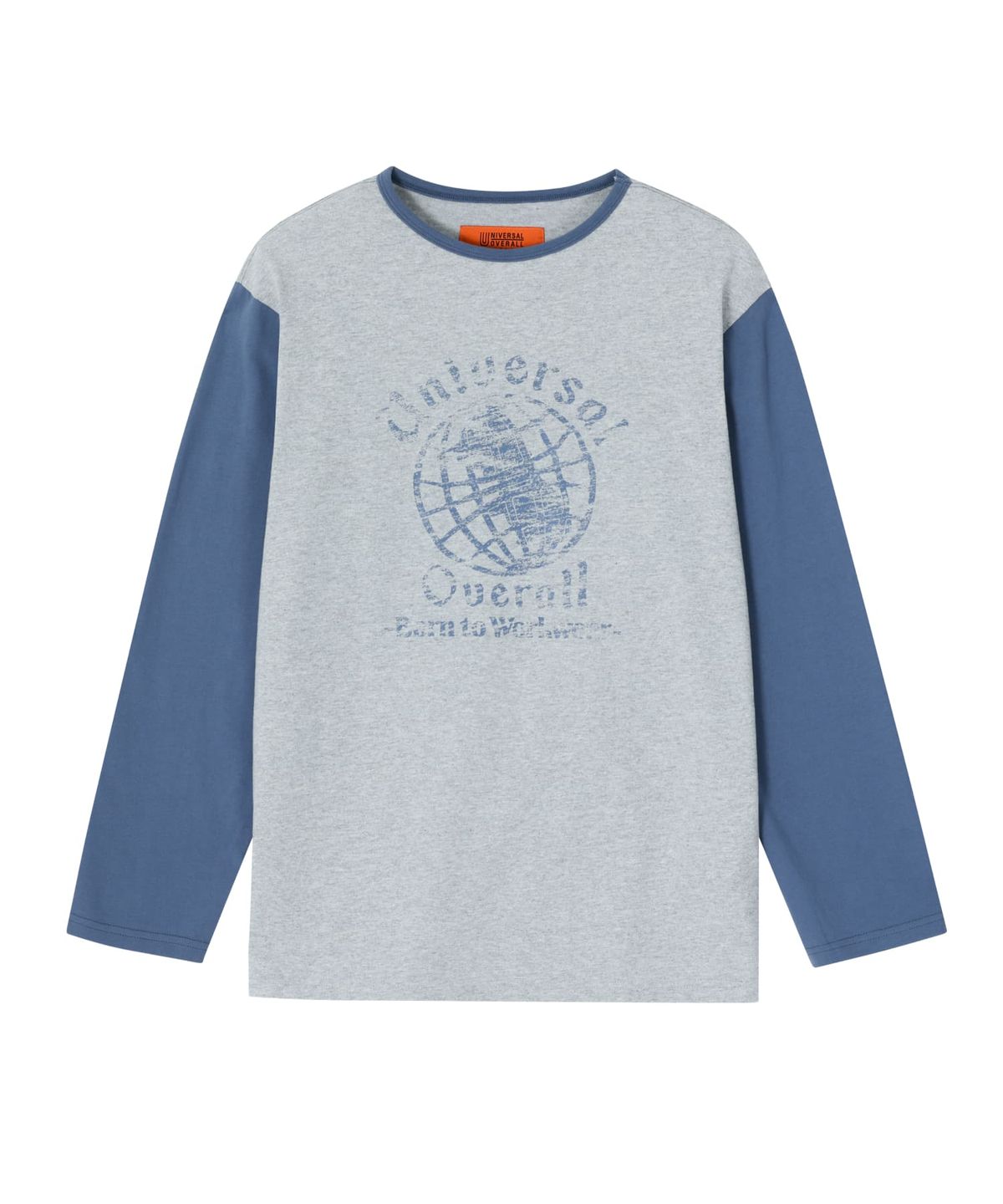 유니버셜 오버롤(UNIVERSAL OVERALL) COLOR BLOCK LONG SLEEVE T-SHIRT MELANGE GREY