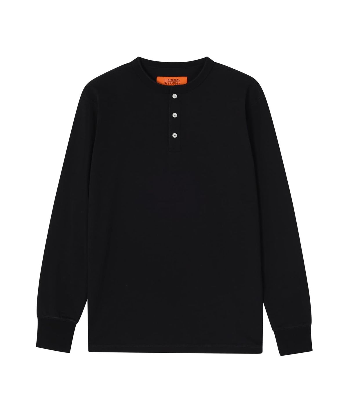 유니버셜 오버롤(UNIVERSAL OVERALL) HENLEY NECK LONG SLEEVE T-SHIRT BLACK