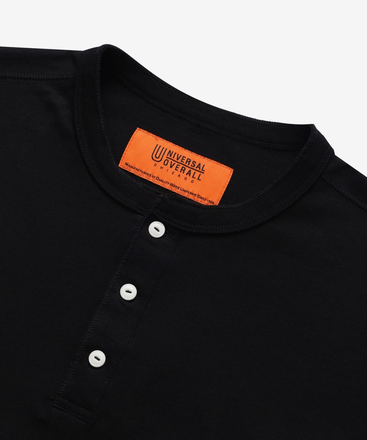 유니버셜 오버롤(UNIVERSAL OVERALL) HENLEY NECK LONG SLEEVE T-SHIRT BLACK