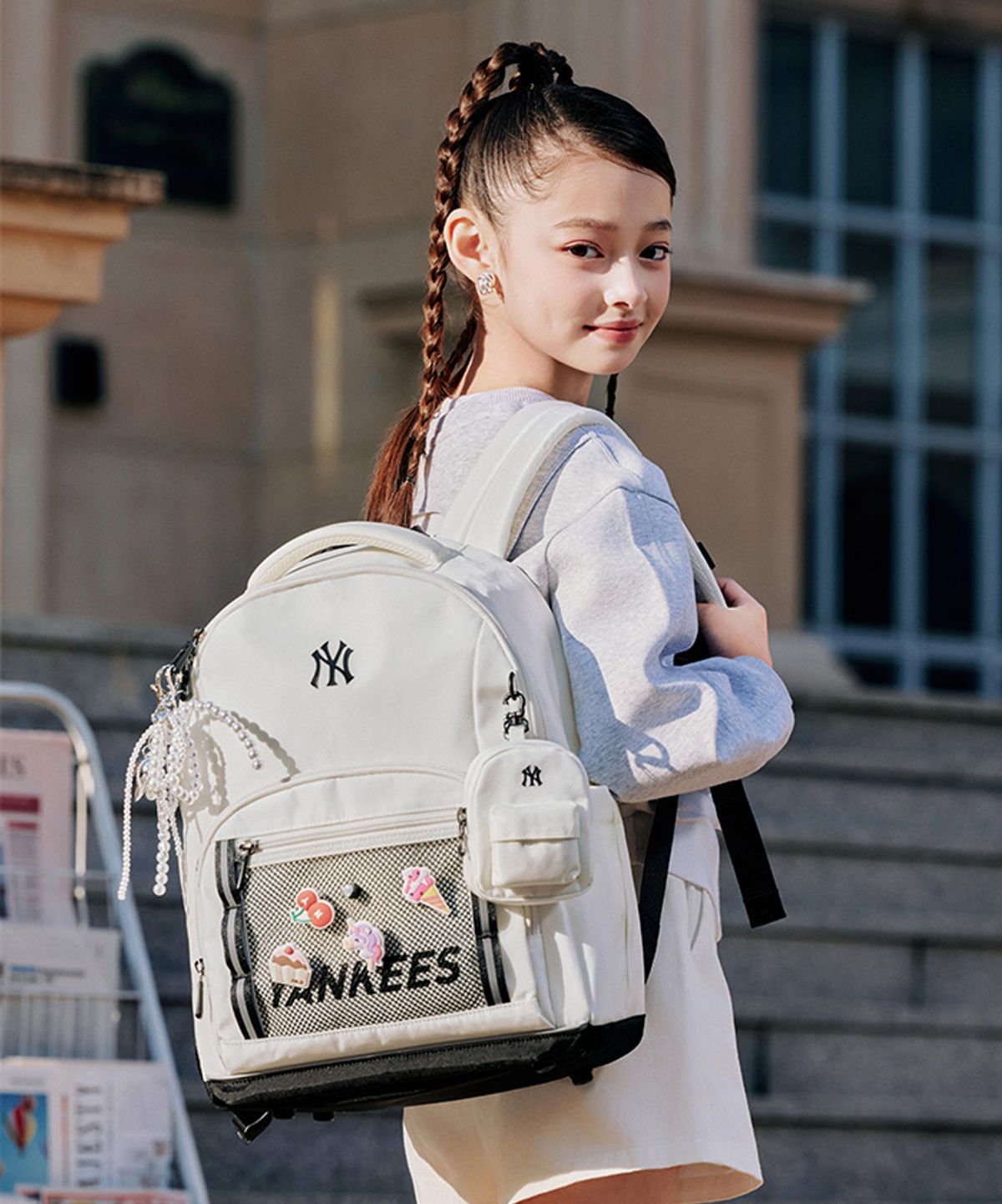 엠엘비 키즈(MLB KIDS) 태그 플라이 책가방 NY (Cream)