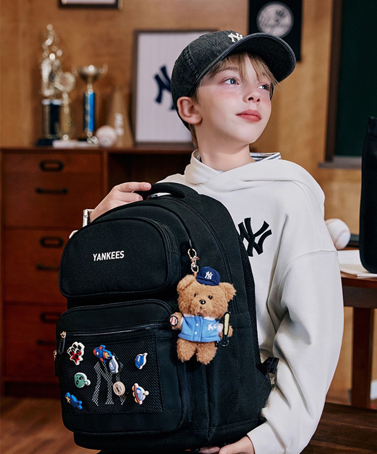 엠엘비 키즈(MLB KIDS) 태그 라이트 책가방 세트 NY (Black)
