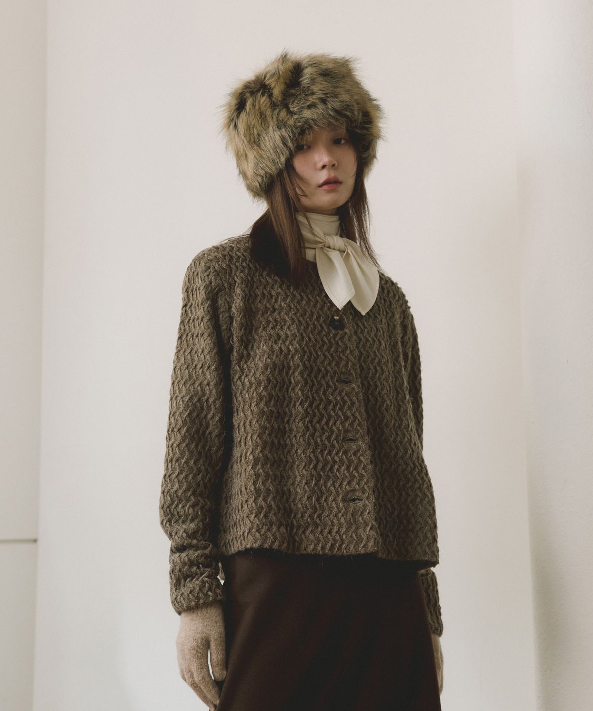 리올그(REORG) COC LAMBSWOOL CHARM GLOVES BROWN