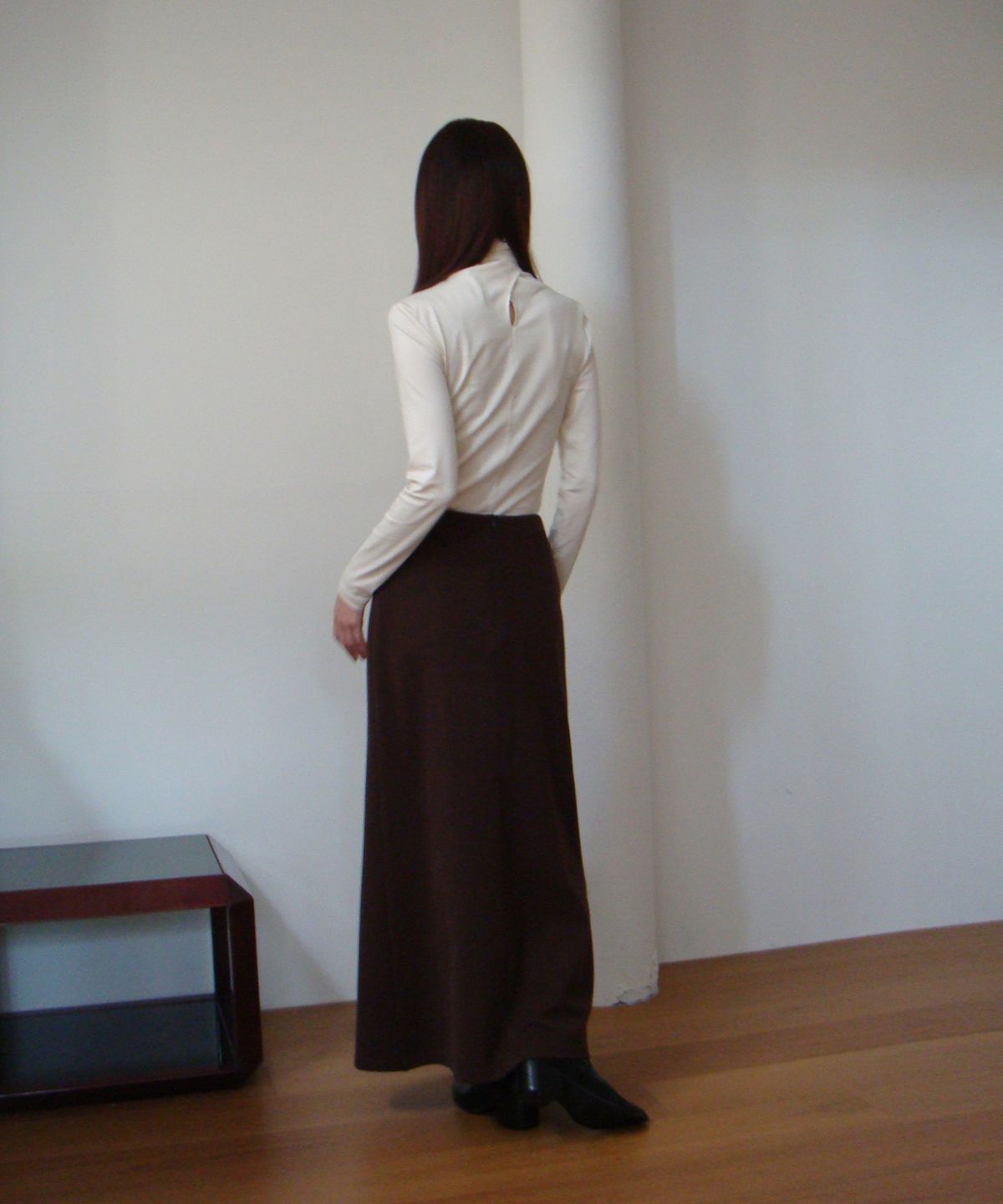 리올그(REORG) COC FLARE LONG SKIRT BROWN