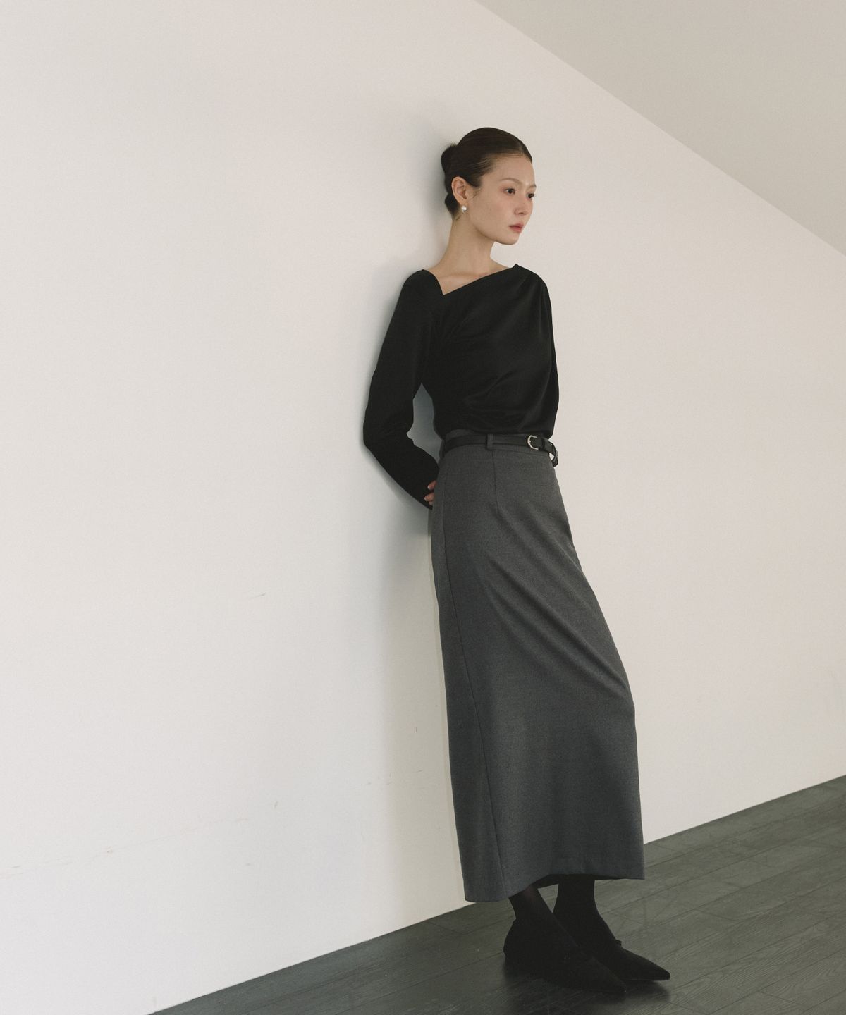 리올그(REORG) COC CLASSIC MAXI SKIRT GRAY