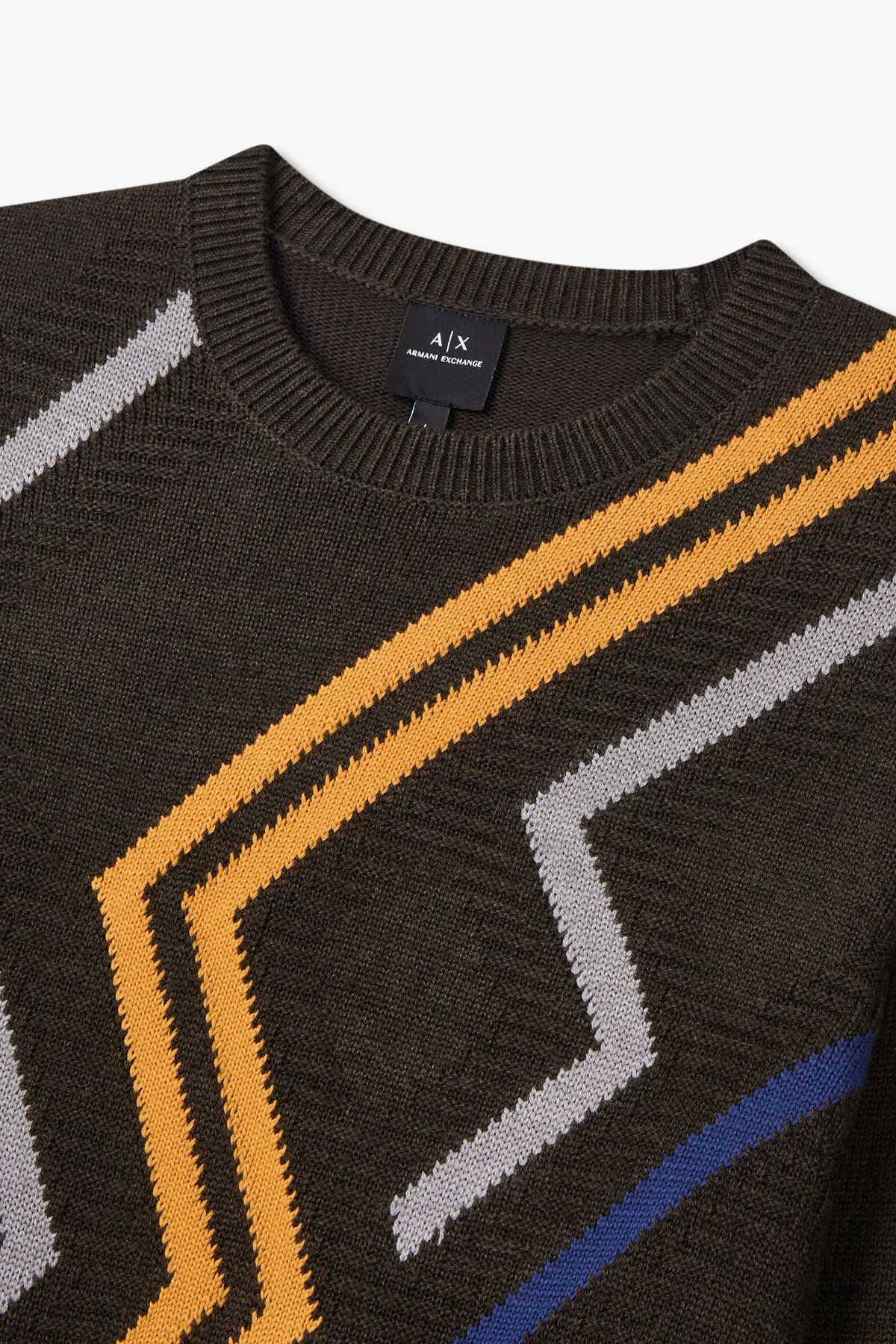 아르마니 익스체인지(ARMANI EXCHANGE) 남성 지그재그 패턴 롱 슬리브 니트_초코 A415332013