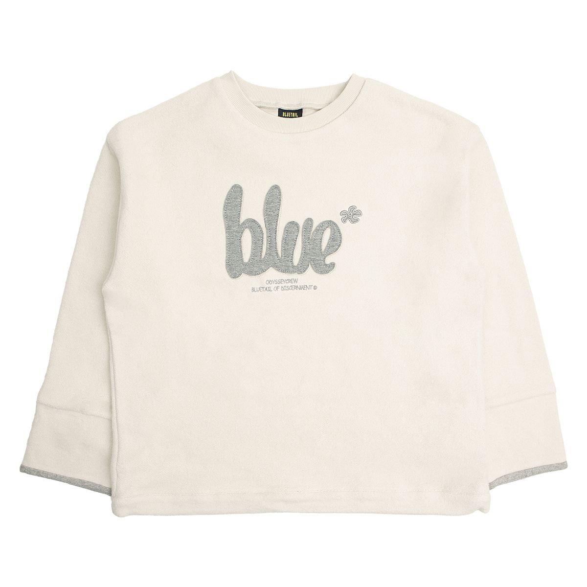 블루테일(BLUETAIL) AZI2TS02IV 아이보리 자수 패치 기모 티셔츠