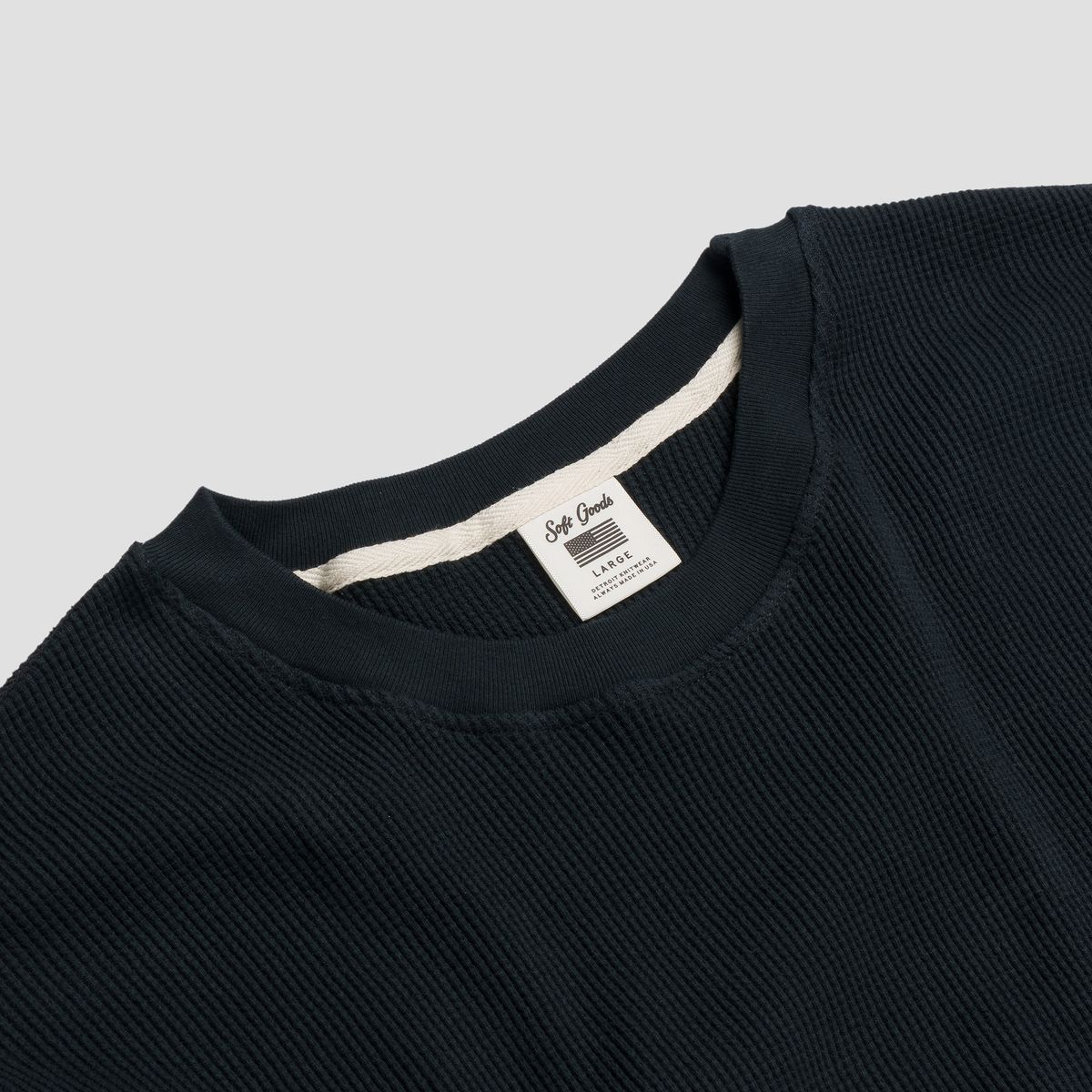 소프트굿즈(SOFT GOODS MFG) 써멀 롱슬리브 티셔츠, 빈티지블랙