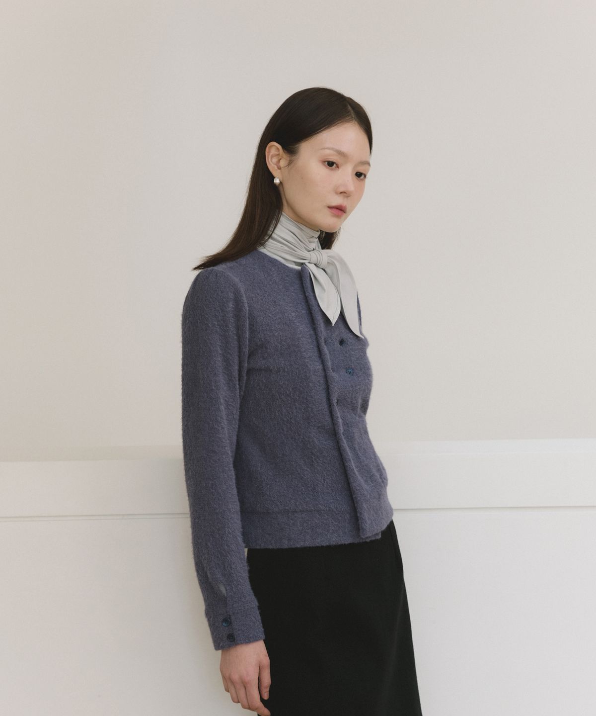 리올그(REORG) COC DOUBLE BUTTON CARDIGAN BLUE NIGHT