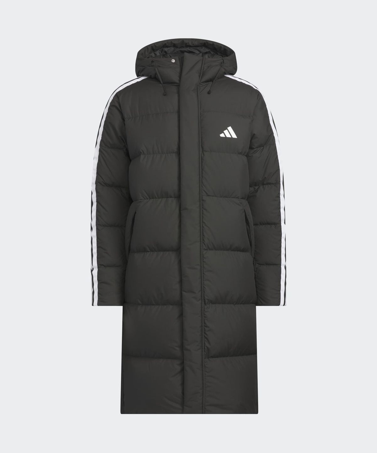 아디다스(ADIDAS) 3-스트라이프 레귤러 핏 롱 다운 패딩 - 블랙 / JZ8731