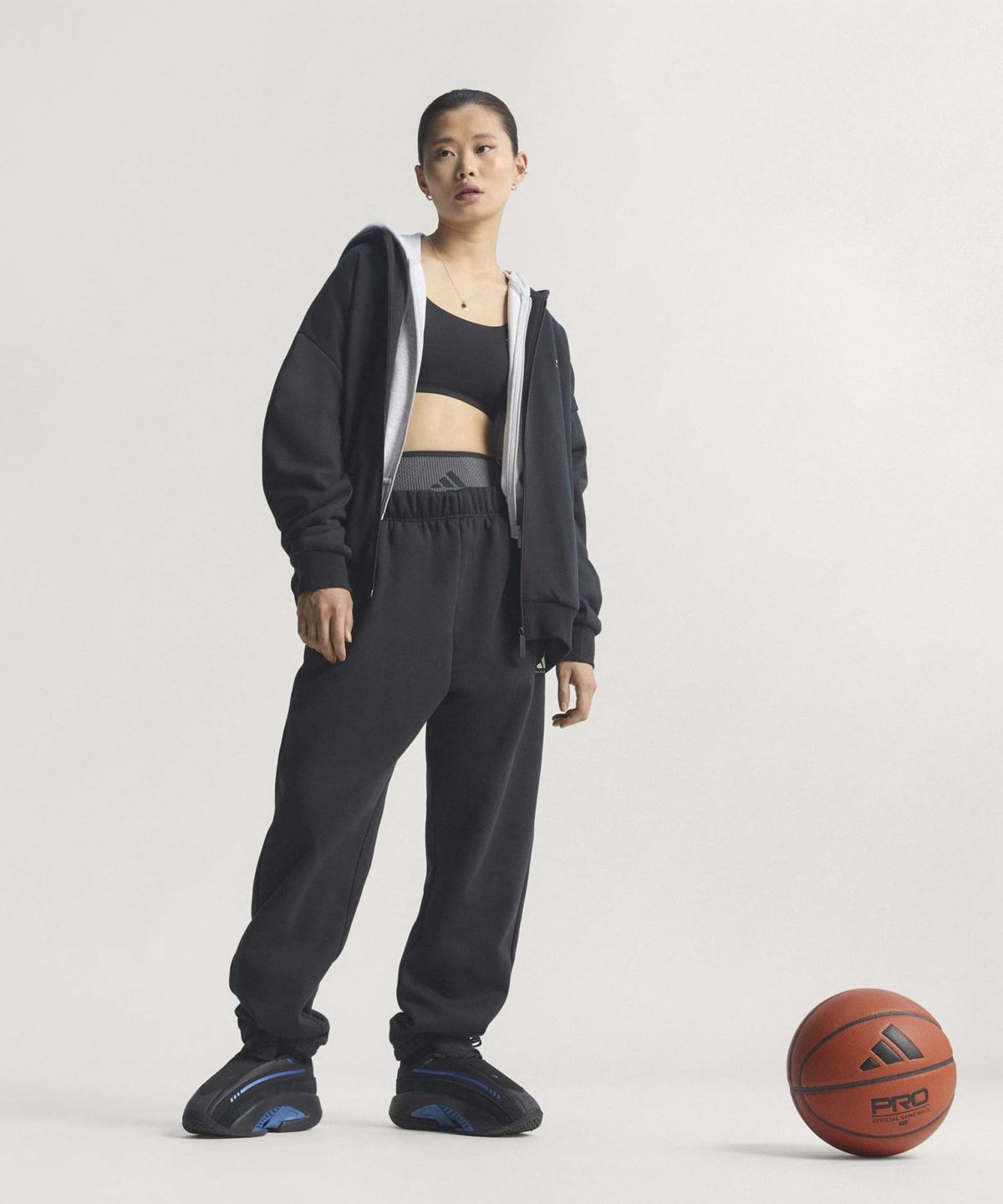 아디다스(ADIDAS) 바스켓볼 풀집 후디 - 블랙 / KB3064
