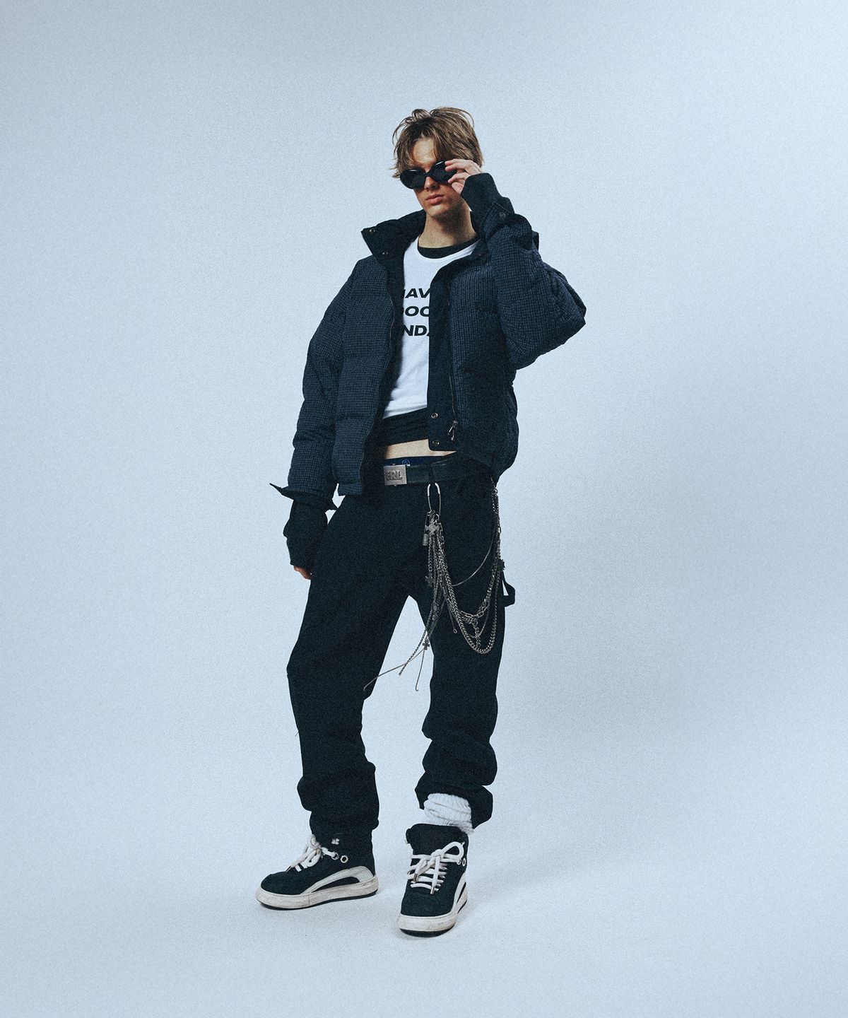 선데이후르츠마켓(SUNDAY FRUIT MARKET) CHECK REVERSIBLE DOWN PUFFER NAVY