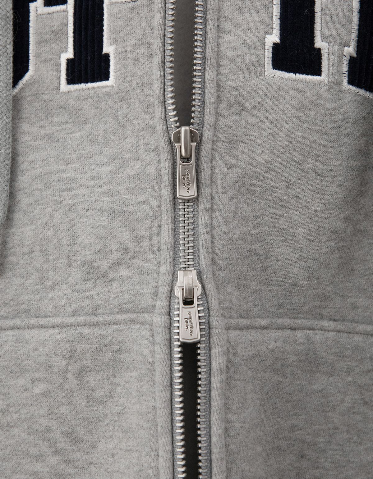 썸웨어버터(SOMEWHEREBUTTER) Corduroy Logo Hoodie Zip-Up - Grey