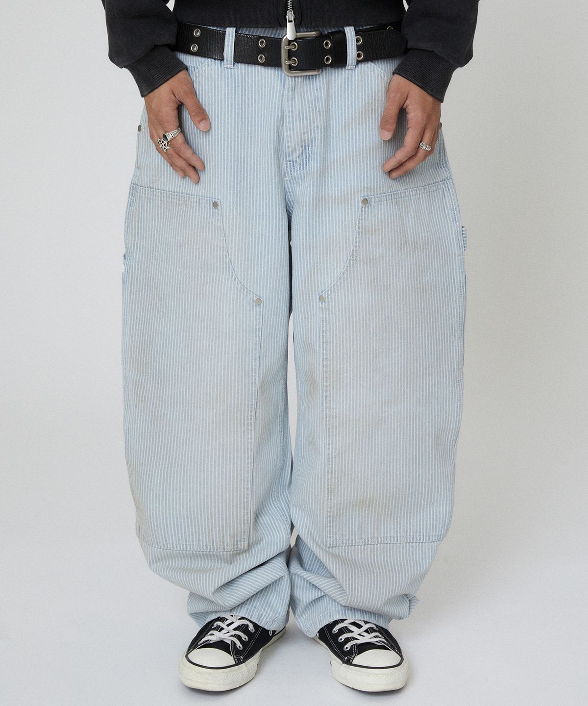 스웨이드(SUADE) STRIPE DOUBLE KNEE DENIM [BLUE]
