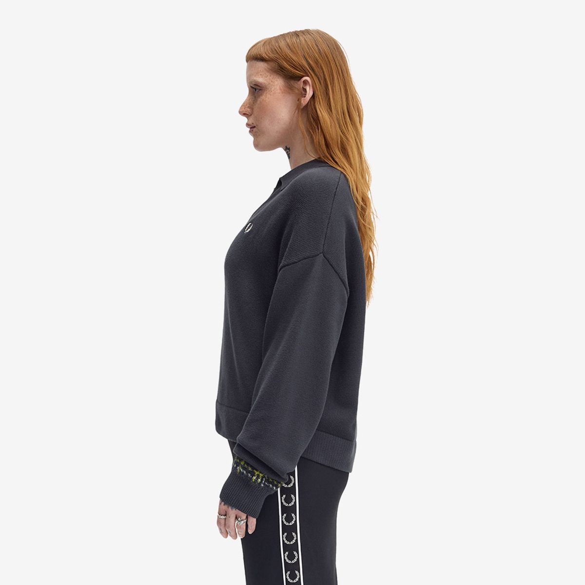 프레드페리(FRED PERRY) [Womens] 타탄 패널 니트 셔츠 - 앵커 그레이 AFPF2531153-297