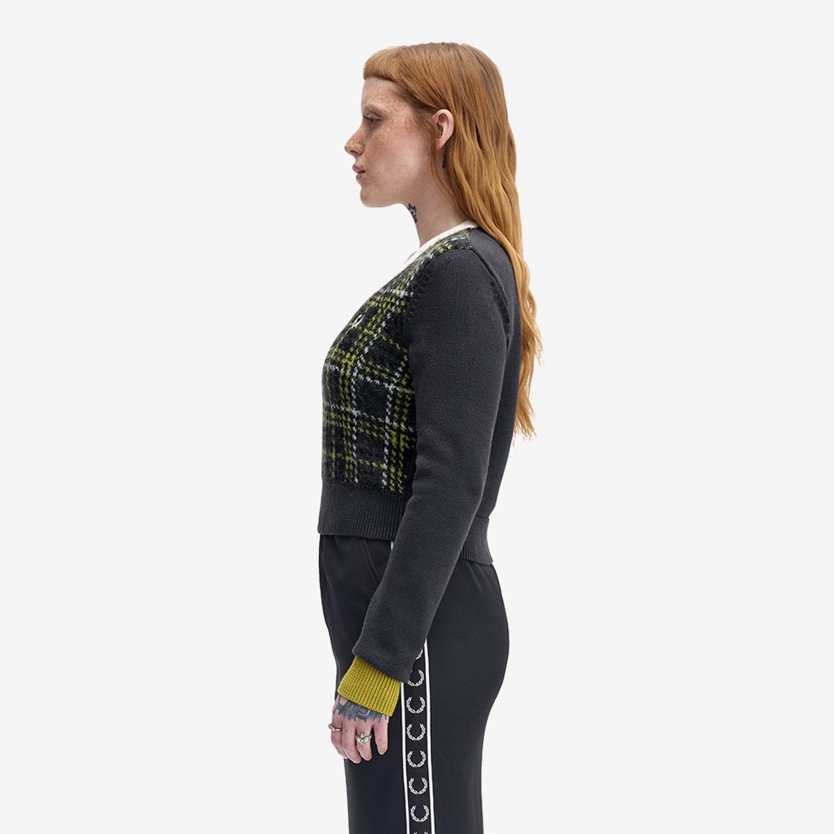 프레드페리(FRED PERRY) [Womens] 타탄 패널 니트 - 앵커 그레이 AFPF2531152-297