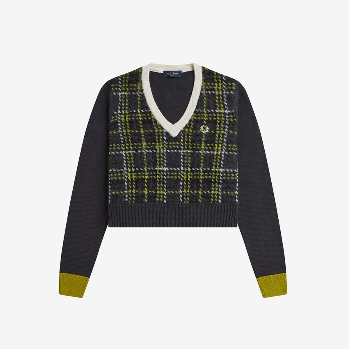 프레드페리(FRED PERRY) [Womens] 타탄 패널 니트 - 앵커 그레이 AFPF2531152-297