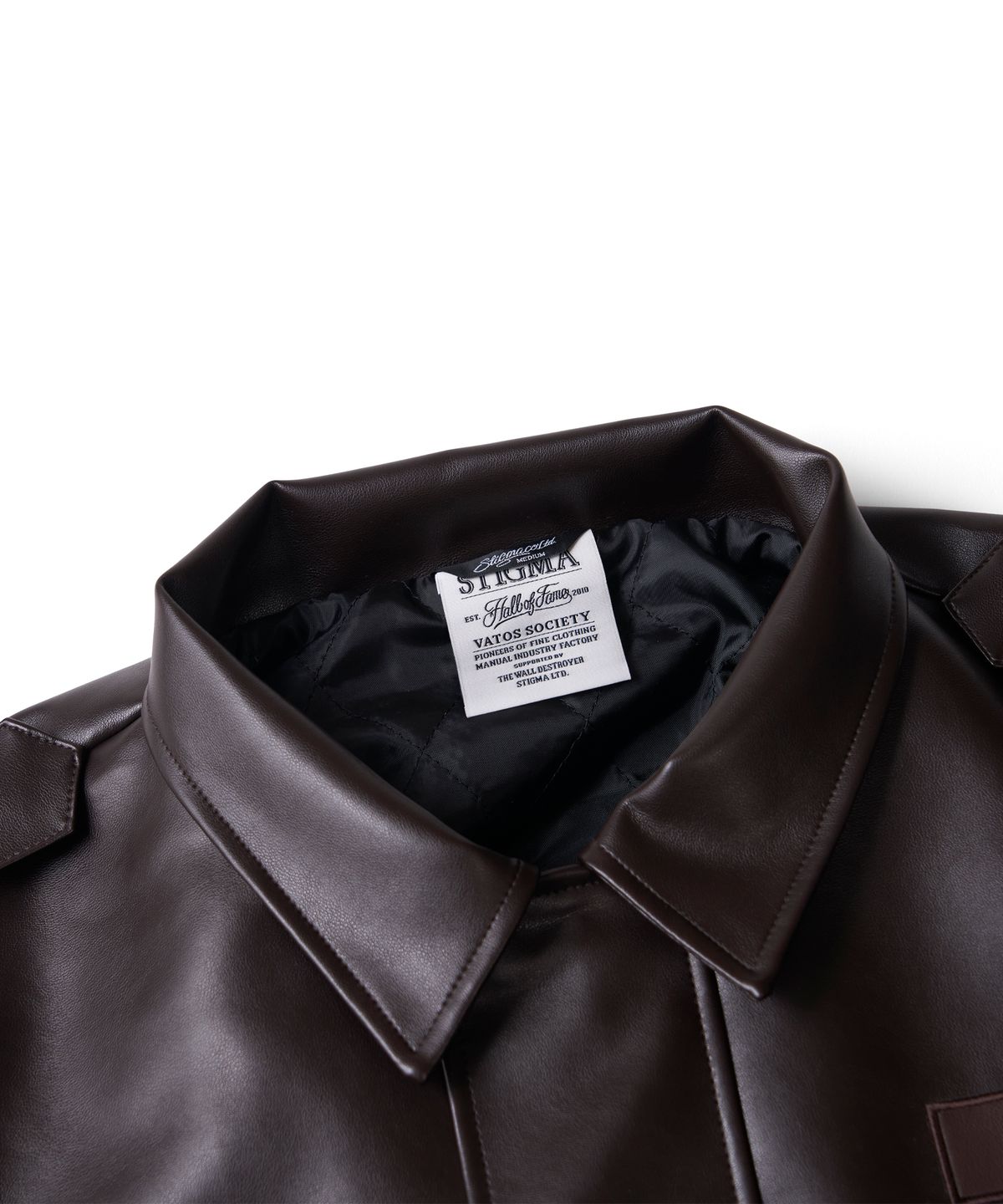 스티그마(STIGMA) A-2 OVERSIZED CROP FAUX LEATHER JACKET