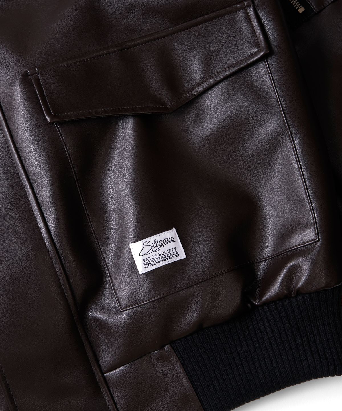 스티그마(STIGMA) A-2 OVERSIZED CROP FAUX LEATHER JACKET