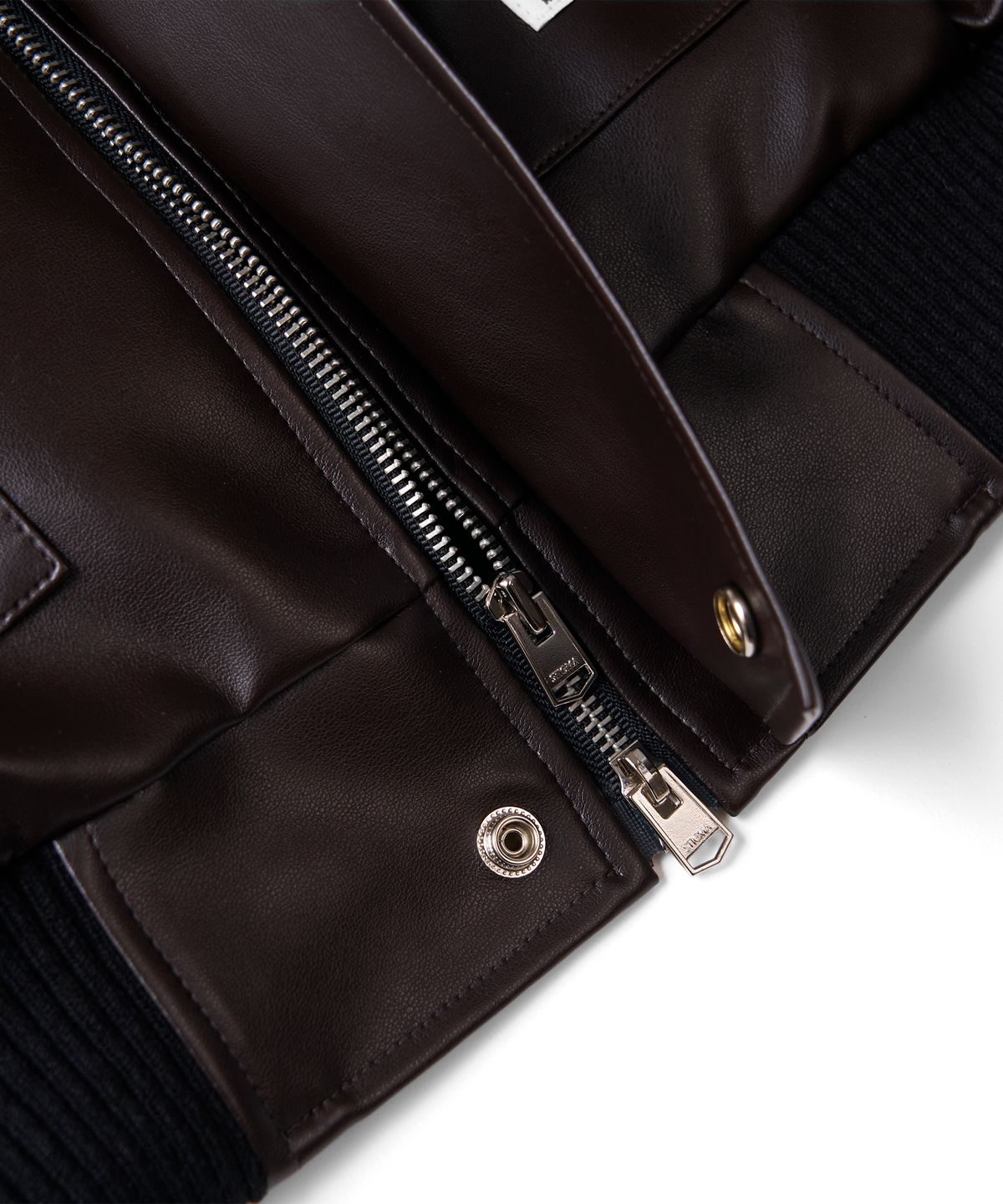 스티그마(STIGMA) A-2 OVERSIZED CROP FAUX LEATHER JACKET