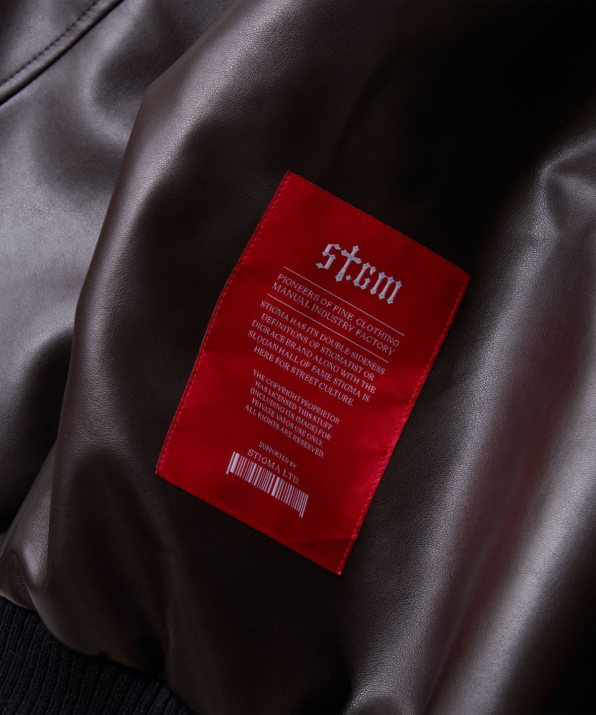 스티그마(STIGMA) A-2 OVERSIZED CROP FAUX LEATHER JACKET