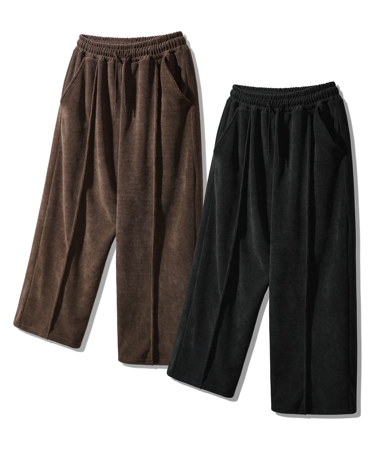 앨빈클로(ALVINCLO) [2PACK] 코지 벨루어 핀턱 와이드 팬츠 2종 패키지