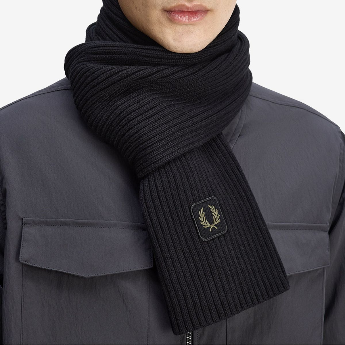 프레드페리(FRED PERRY) 코튼 립 스카프 - 블랙 CFPU2531134-102
