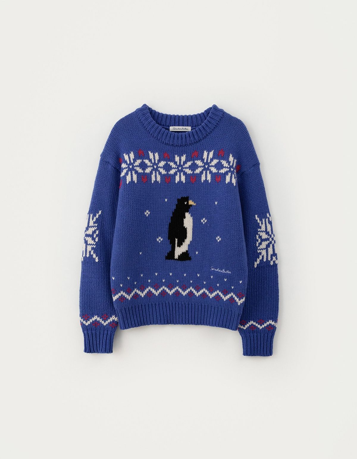 썸웨어버터(SOMEWHEREBUTTER) Penguin Wool Sweater - Cobalt Blue