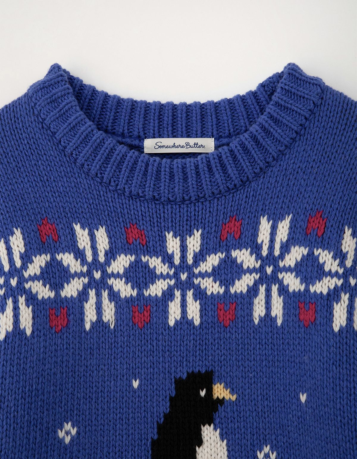 썸웨어버터(SOMEWHEREBUTTER) Penguin Wool Sweater - Cobalt Blue
