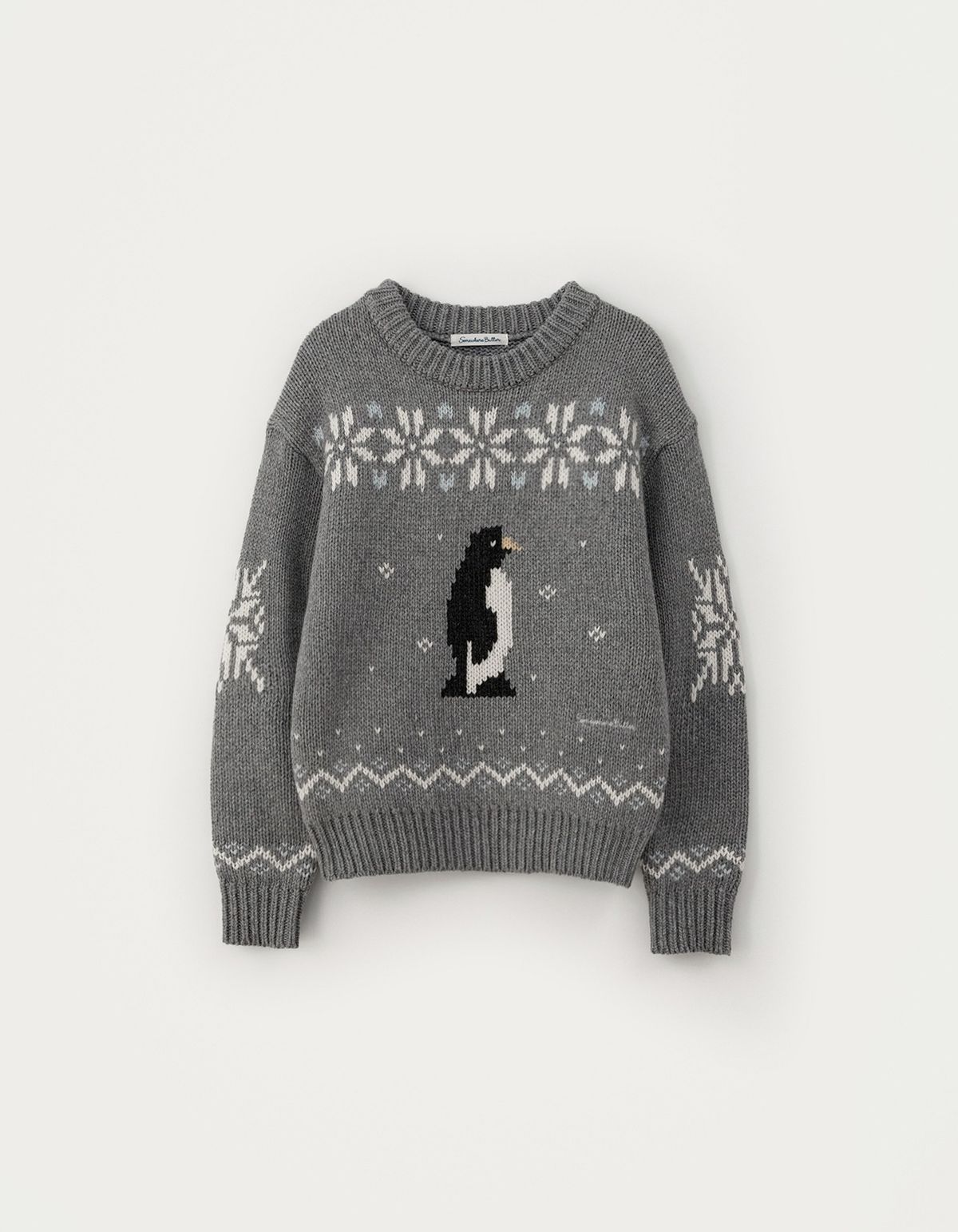 썸웨어버터(SOMEWHEREBUTTER) Penguin Wool Sweater - Grey