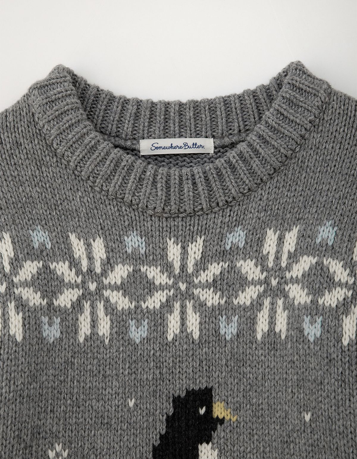 썸웨어버터(SOMEWHEREBUTTER) Penguin Wool Sweater - Grey