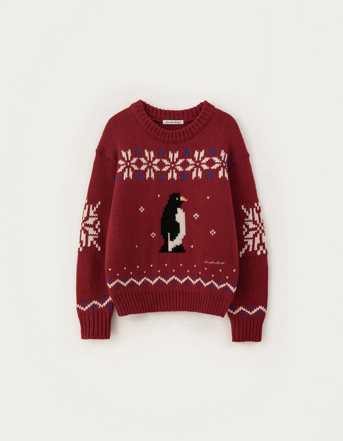 썸웨어버터(SOMEWHEREBUTTER) Penguin Wool Sweater - Red