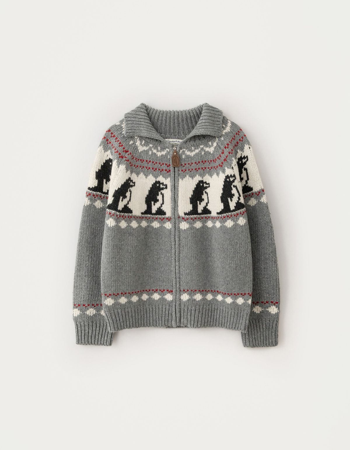 썸웨어버터(SOMEWHEREBUTTER) Penguin Cowhichan Zip-Up - Grey