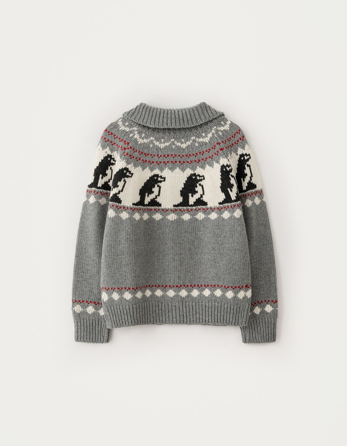 썸웨어버터(SOMEWHEREBUTTER) Penguin Cowhichan Zip-Up - Grey