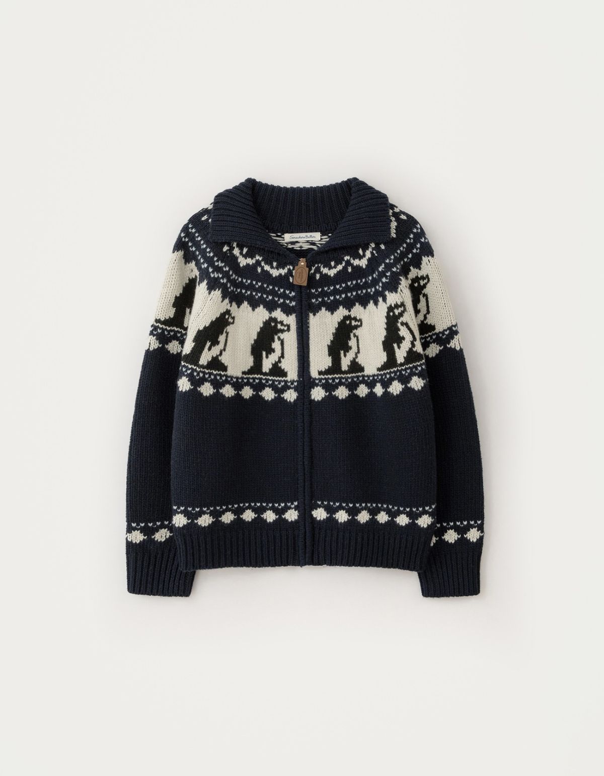 썸웨어버터(SOMEWHEREBUTTER) Penguin Cowhichan Zip-Up - Navy