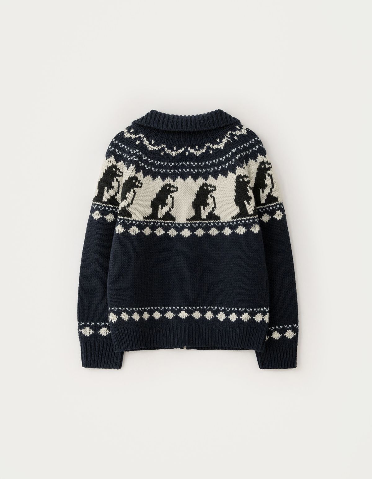 썸웨어버터(SOMEWHEREBUTTER) Penguin Cowhichan Zip-Up - Navy