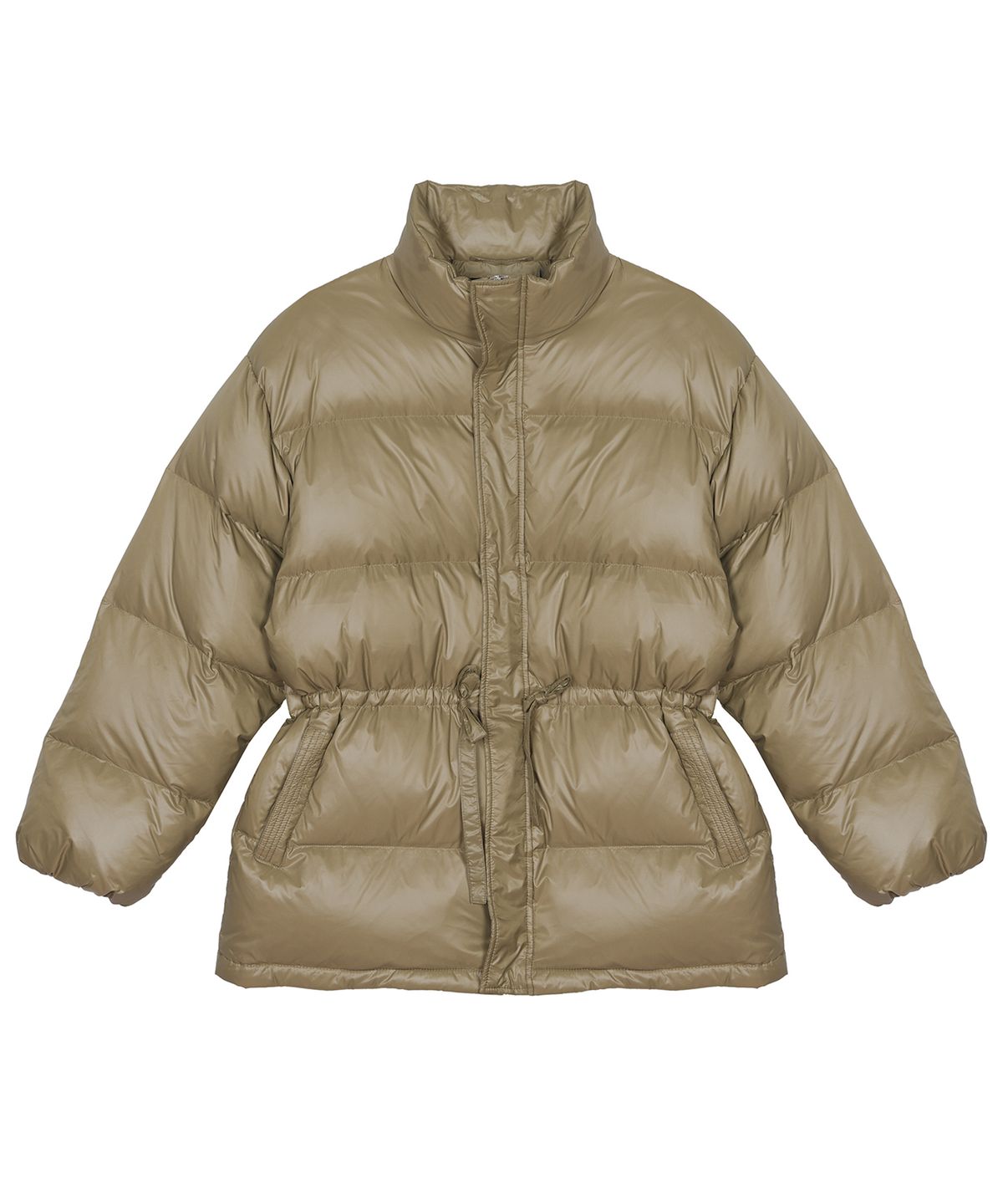 닉앤니콜(NICK&NICOLE) SIGNATURE LOGO STRING MIDI PADDING_BEIGE BROWN